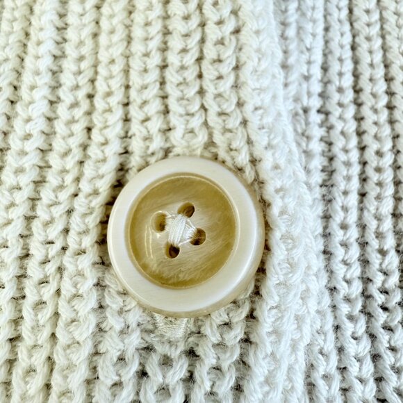 CABI Lightweight Cotton Crop Cardigan L – Cream Ribbed Knit Button‑Up Sweater - Picture 6 of 15
